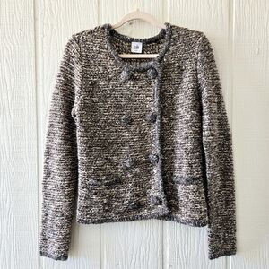 CABI Ritz Tweed Cropped Sweater Blazer Large Snap Front  Style #3016 Medium